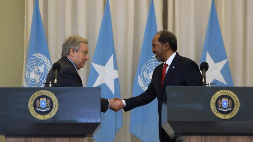 Le secrétaire général de l'ONU, Antonio Guterres, en Somalie