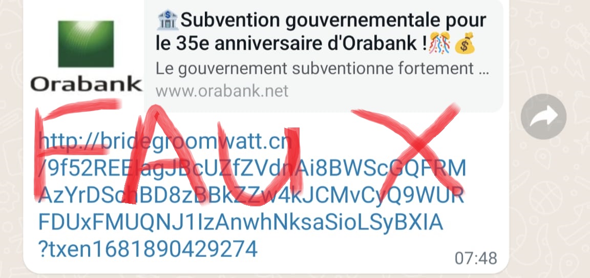 ATTENTION, la supposée subvention gouvernementale d’Orabank est une arnaque 