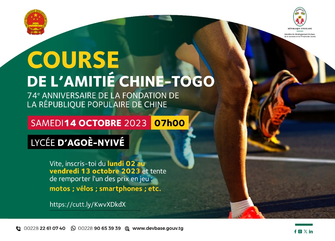 Course de l’amitié Chine-Togo, c’est le moment de s’inscrire !