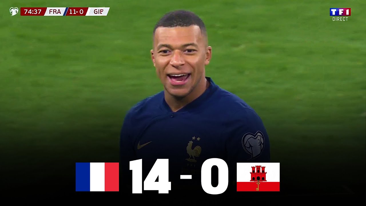 Qualifications pour l'Euro-2024 : la France bat Gibraltar 14-0