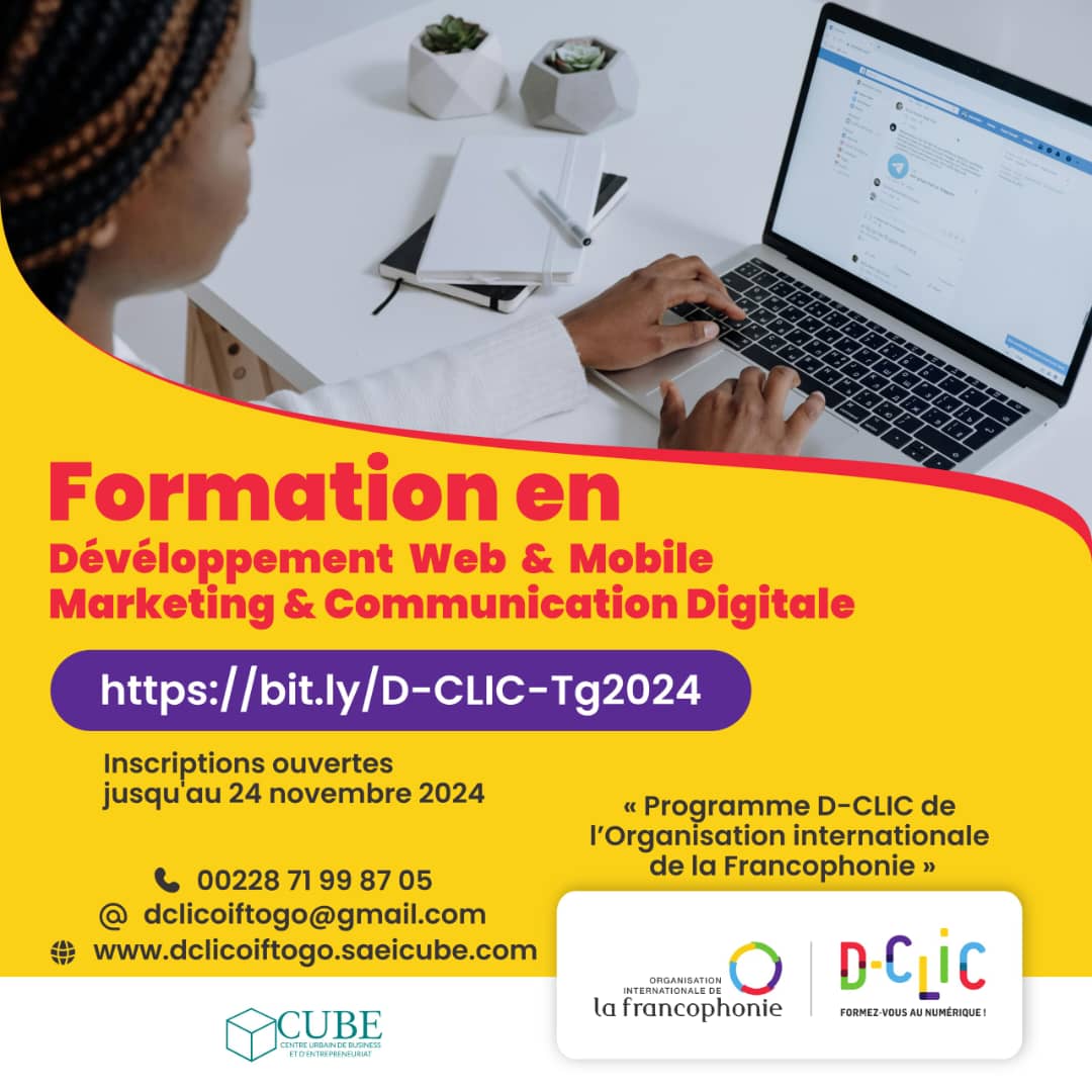 Togo : Formation gratuite en développement web & mobile/ marketing et communication digitale